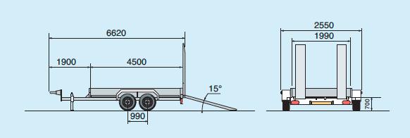 Porte-engins 6-8 tonnes, roues extérieures