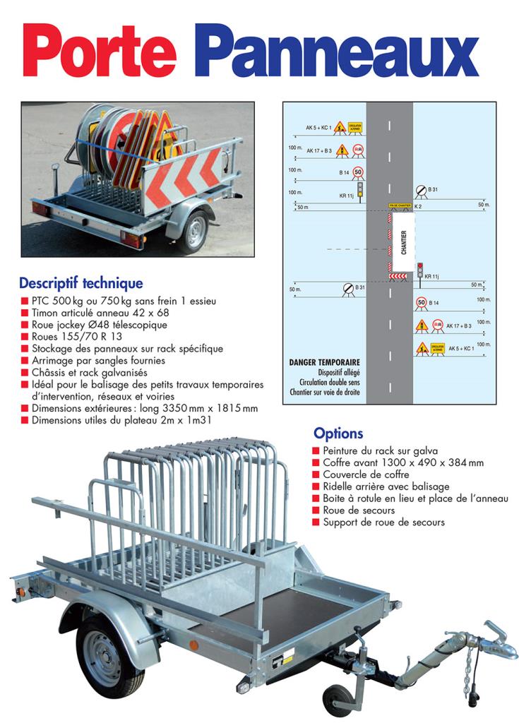 Remorque porte panneaux