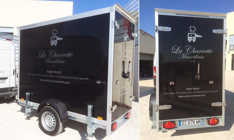 Remorque frigorifique Food Truck en total covering, la Charrette marseillaise