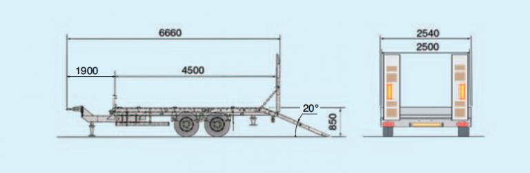 Porte-engins 6-8 tonnes, roues dessous